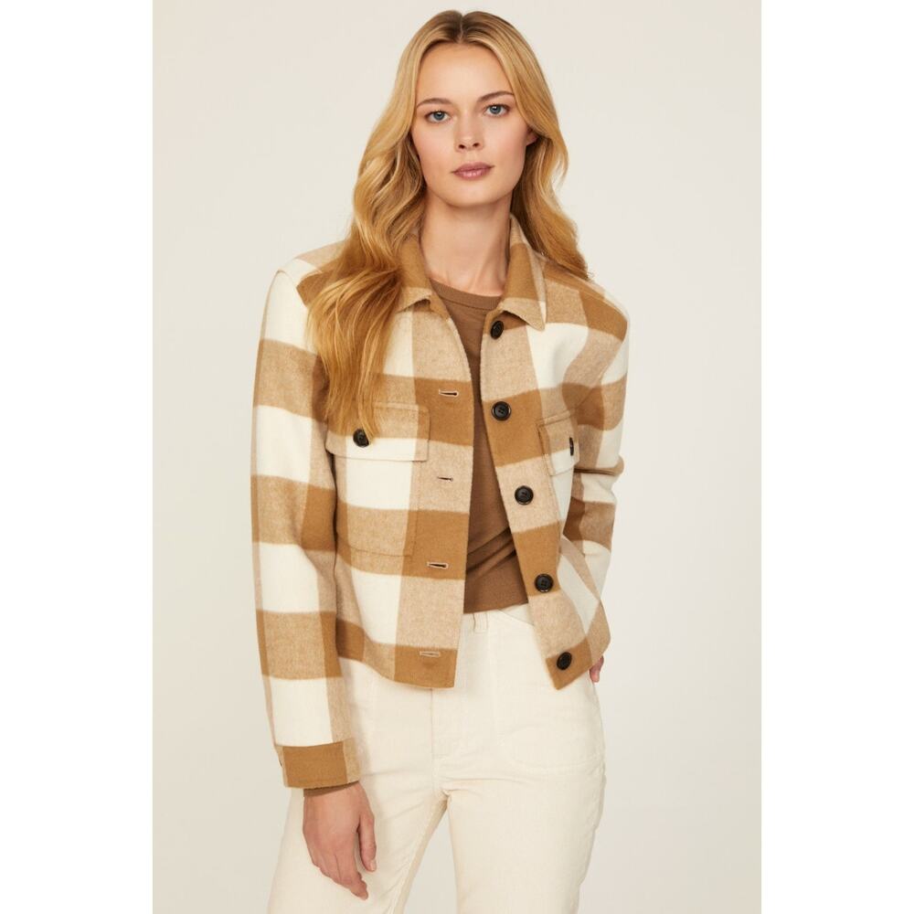 Rails Steffi Shirt Jacket Plaid Brown Cream Large New W/Tags